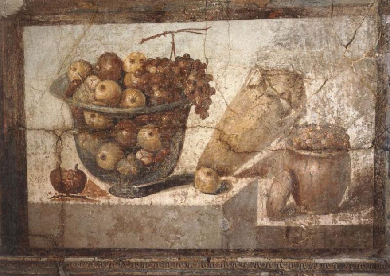 unknow artist Kristallschussel with fruits Wandschmuch out of the villa di Boscoreale Spain oil painting art